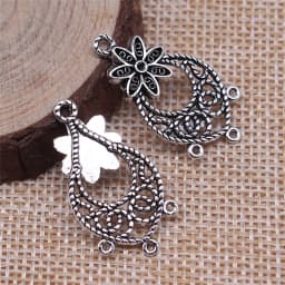 WYSIWYG 10pcs 29x15mm 3 Colors Flower Drop Earring Connector For Jewelry Making DIY Jewelry Findings