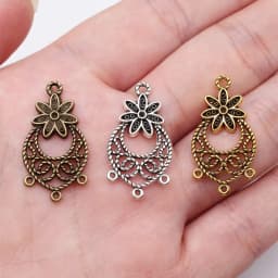 WYSIWYG 10pcs 29x15mm 3 Colors Flower Drop Earring Connector For Jewelry Making DIY Jewelry Findings
