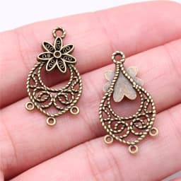 WYSIWYG 10pcs 29x15mm 3 Colors Flower Drop Earring Connector For Jewelry Making DIY Jewelry Findings