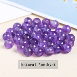 50pcs/Lot Natural Stone Big Hole Beads High Quality Amethyst Agate Jade Round Bead For For Jewelry Making Diy Bracelet Accessory