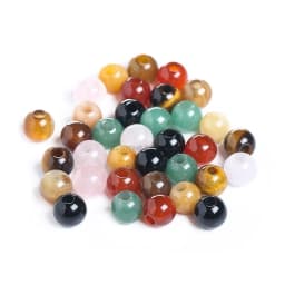 50pcs/Lot Natural Stone Big Hole Beads High Quality Amethyst Agate Jade Round Bead For For Jewelry Making Diy Bracelet Accessory