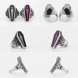 Vampire Coffin Ghost Stainless Steel Mens Rings Gothic Punk Unique Cool for Male Boyfriend Jewelry Creativity Gift Wholesale