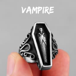 Vampire Coffin Ghost Stainless Steel Mens Rings Gothic Punk Unique Cool for Male Boyfriend Jewelry Creativity Gift Wholesale