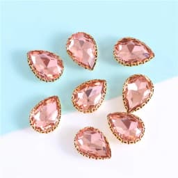 New 5 Sizes Colorful Teardrop Glass Sew On Rhienstones With Golden Base Crystal For Clothing Accessories With Rhinestones