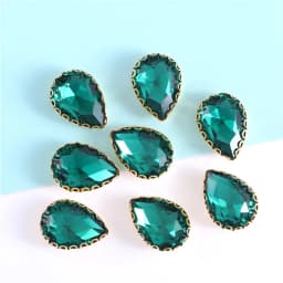 New 5 Sizes Colorful Teardrop Glass Sew On Rhienstones With Golden Base Crystal For Clothing Accessories With Rhinestones
