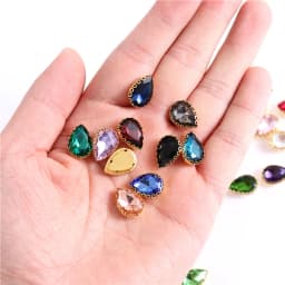 New 5 Sizes Colorful Teardrop Glass Sew On Rhienstones With Golden Base Crystal For Clothing Accessories With Rhinestones