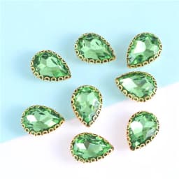 New 5 Sizes Colorful Teardrop Glass Sew On Rhienstones With Golden Base Crystal For Clothing Accessories With Rhinestones