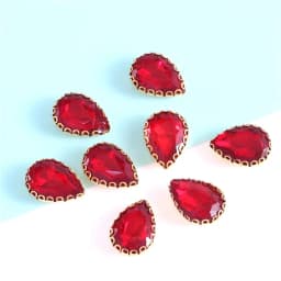 New 5 Sizes Colorful Teardrop Glass Sew On Rhienstones With Golden Base Crystal For Clothing Accessories With Rhinestones