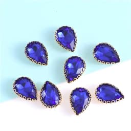 New 5 Sizes Colorful Teardrop Glass Sew On Rhienstones With Golden Base Crystal For Clothing Accessories With Rhinestones