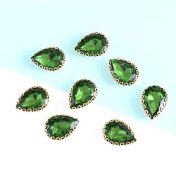 New 5 Sizes Colorful Teardrop Glass Sew On Rhienstones With Golden Base Crystal For Clothing Accessories With Rhinestones