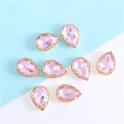 New 5 Sizes Colorful Teardrop Glass Sew On Rhienstones With Golden Base Crystal For Clothing Accessories With Rhinestones