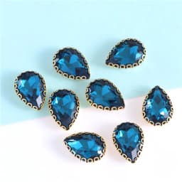 New 5 Sizes Colorful Teardrop Glass Sew On Rhienstones With Golden Base Crystal For Clothing Accessories With Rhinestones