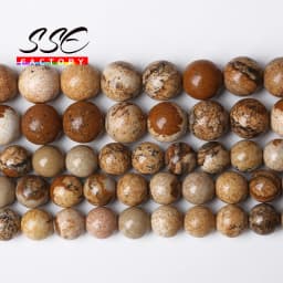 Wholesale Natural Stone Picture Jaspers Beads Jaspers Round Loose Spacer Beads 15" strand 4 6 8 10 12 mm For Jewelry Making O1-6
