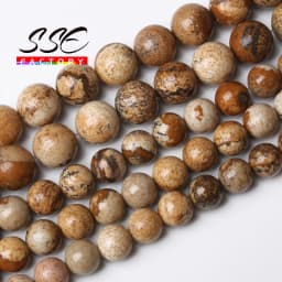 Wholesale Natural Stone Picture Jaspers Beads Jaspers Round Loose Spacer Beads 15" strand 4 6 8 10 12 mm For Jewelry Making O1-6