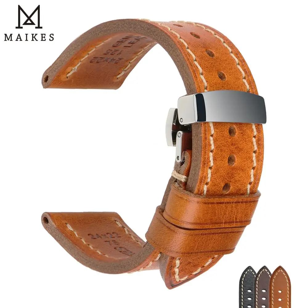 Luxury Handmade Watch Band Genuine Cow Leather Watch Strap With Butterfly Buckle Bracelet For Hamilton SEIKO Citizen Watchbands