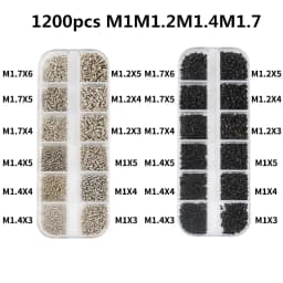 1200Pcs M1 M1.2 M1.4 M1.7 Assorted Micro Glasses ScrewsRound Head Self-tapping Electronic Small Wood Screws Kit Set