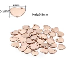 1 Bag Rose Gold Plated Heart-Shaped Water Drop Stainless Steel Charm Dog Tag Oval Blank Pendant For DIY Jewelry Making Component