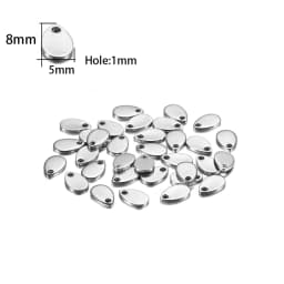 1 Bag Rose Gold Plated Heart-Shaped Water Drop Stainless Steel Charm Dog Tag Oval Blank Pendant For DIY Jewelry Making Component
