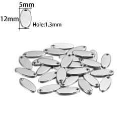 1 Bag Rose Gold Plated Heart-Shaped Water Drop Stainless Steel Charm Dog Tag Oval Blank Pendant For DIY Jewelry Making Component