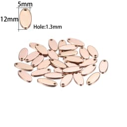 1 Bag Rose Gold Plated Heart-Shaped Water Drop Stainless Steel Charm Dog Tag Oval Blank Pendant For DIY Jewelry Making Component