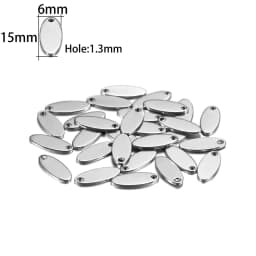 1 Bag Rose Gold Plated Heart-Shaped Water Drop Stainless Steel Charm Dog Tag Oval Blank Pendant For DIY Jewelry Making Component