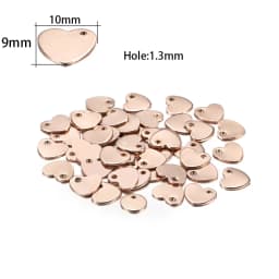 1 Bag Rose Gold Plated Heart-Shaped Water Drop Stainless Steel Charm Dog Tag Oval Blank Pendant For DIY Jewelry Making Component