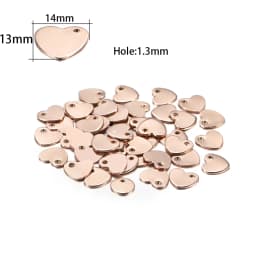 1 Bag Rose Gold Plated Heart-Shaped Water Drop Stainless Steel Charm Dog Tag Oval Blank Pendant For DIY Jewelry Making Component