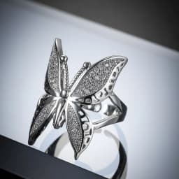 Cute Female Big Butterfly Zircon Stone 925 Sterling Silver Open Ring Simple Wedding Ring Stamp Love Engagement Sterling Ring
