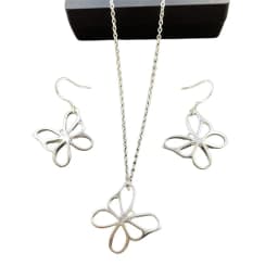 New Style 925 Sterling Silver 18-Inch Butterfly Chain Necklace Earrings Set For Women'S Wedding Engagement Party Charm Jewelry