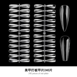 240PCS Nail Display Tips, Clear Fake Acrylic Nail Tips for Practice Foldable Flat-Back Pointed False Nail Art Display,Y7676-6778