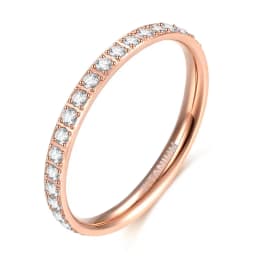Kolmnsta 2mm Women Titanium Ring Cubic Zirconia Anniversary Wedding Engagement Band Size 4 to 13 bagues pour femme
