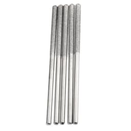 5x 3mm Drill Diamond Coated Grinder Heads Shank Cylindrical Flat Head Lengthened Burrs Set Polishing For Dremel Rotary Tool