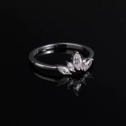 Ailmay Fashion 925 Sterling Silver Simple crown Finger Ring Elegant Clear Zircon Rings For Women Girls Party Accessories Jewelry