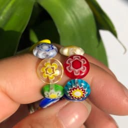 6/8/10mm Mixed Oblate Flower Lampwork Glass Beads Flat Round Rondelle Beads For Jewelry Making Necklace Bracelet DIY Accessories