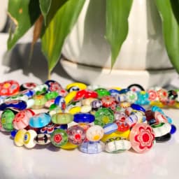 6/8/10mm Mixed Oblate Flower Lampwork Glass Beads Flat Round Rondelle Beads For Jewelry Making Necklace Bracelet DIY Accessories