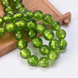 10pcs Round 8mm 10mm 12mm Foil Lampwork Glass Loose Beads for DIY Crafts Jewelry Making Findings