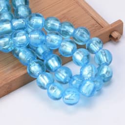 10pcs Round 8mm 10mm 12mm Foil Lampwork Glass Loose Beads for DIY Crafts Jewelry Making Findings