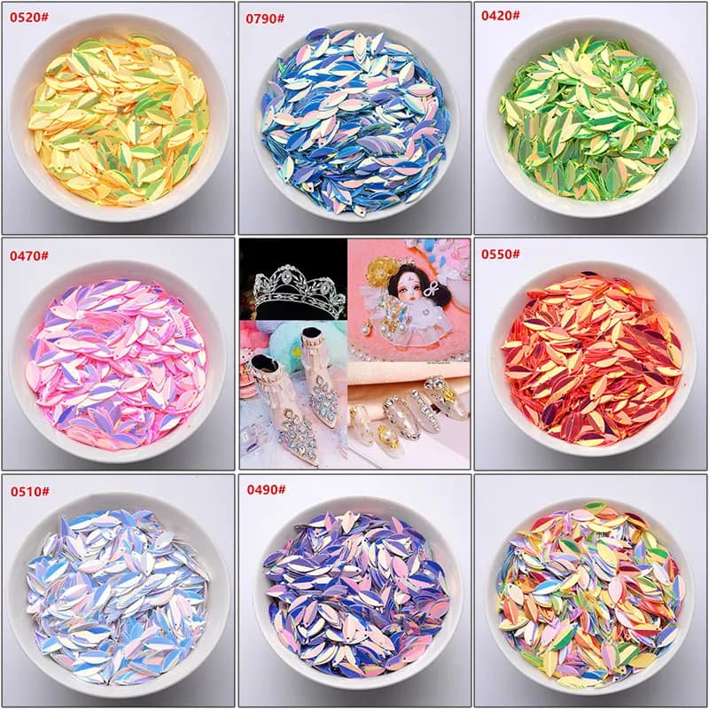 6*15mm Leaf Shape PVC Bulk Sequined Nail Glitter DIY Garment Sewing Supplies Footwear Accessories Party Decoration