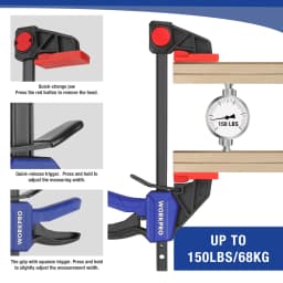 WORKPRO 1-2PC Ratchet Bar Clamp Set 6-Inch/150mm Quick Release and One-Handed Heavy-Duty Bar Clamp/Spreader for Woodworking