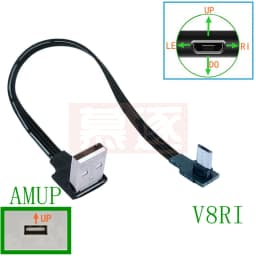 Up & Down & Left & Right Angled 90 Degree USB Micro USB Male to USB Male Data Charge connector Cable 5cm 20cm