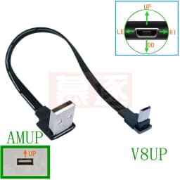Up & Down & Left & Right Angled 90 Degree USB Micro USB Male to USB Male Data Charge connector Cable 5cm 20cm