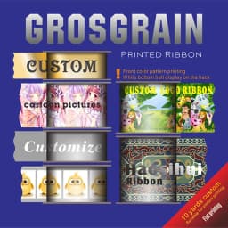 HAOSIHUI Grosgrain Ribbon Customizable Cartoon Or Logo Printed Single Side Colorful 10-32mm Width 10-50 Yards Length