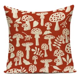 Cartoon Mushroom Pillow Cover Jungle Leaves Decorative Peach Skin Sofa Seat Throw Pillow Case Cushion Cover 45x45cm Cojines