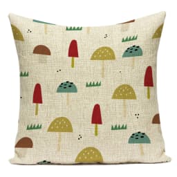 Cartoon Mushroom Pillow Cover Jungle Leaves Decorative Peach Skin Sofa Seat Throw Pillow Case Cushion Cover 45x45cm Cojines