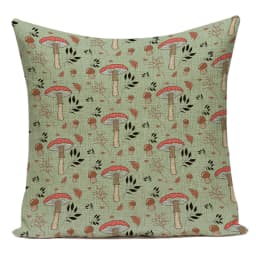 Cartoon Mushroom Pillow Cover Jungle Leaves Decorative Peach Skin Sofa Seat Throw Pillow Case Cushion Cover 45x45cm Cojines