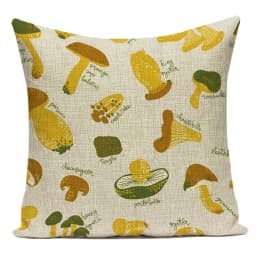 Cartoon Mushroom Pillow Cover Jungle Leaves Decorative Peach Skin Sofa Seat Throw Pillow Case Cushion Cover 45x45cm Cojines