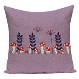 Cartoon Mushroom Pillow Cover Jungle Leaves Decorative Peach Skin Sofa Seat Throw Pillow Case Cushion Cover 45x45cm Cojines