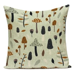 Cartoon Mushroom Pillow Cover Jungle Leaves Decorative Peach Skin Sofa Seat Throw Pillow Case Cushion Cover 45x45cm Cojines