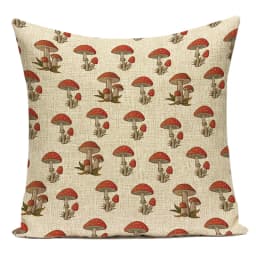 Cartoon Mushroom Pillow Cover Jungle Leaves Decorative Peach Skin Sofa Seat Throw Pillow Case Cushion Cover 45x45cm Cojines