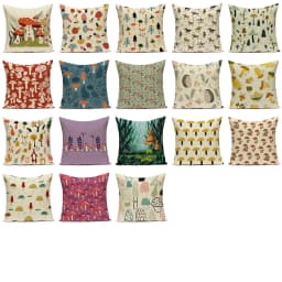 Cartoon Mushroom Pillow Cover Jungle Leaves Decorative Peach Skin Sofa Seat Throw Pillow Case Cushion Cover 45x45cm Cojines